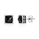 Square Stud Earrings with Brilliant Stone