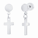 Polished Cross Charm Earrings