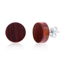 Round Wood Stud Earrings
