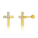 Modern Cross Earrings with Brilliant Stones