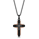 Textured Cross with Brilliant Stone Necklace