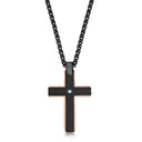 Lined Cross Necklace with Brilliant Stone