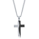 Silver and Carbon Fiber Cross Necklace