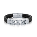 Curb Leather Bracelet with Brilliant Stones