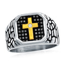 Textured Cross Ring