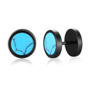 Round Genuine Stone Stud Earrings