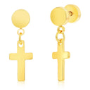 Polished Cross Charm Earrings