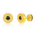 Greek Key Stud Earrings with Brilliant Stones