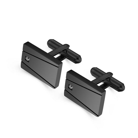 Stainless Steel Polished Cuff Links - Black Plated