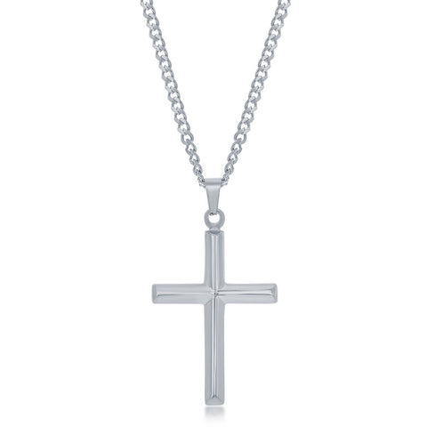 Stainless Steel Polished 3D Cross Necklace