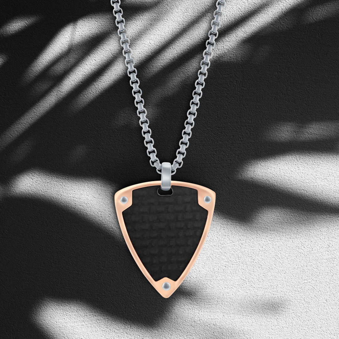 Carbon Rose Edge Triangle Pendant