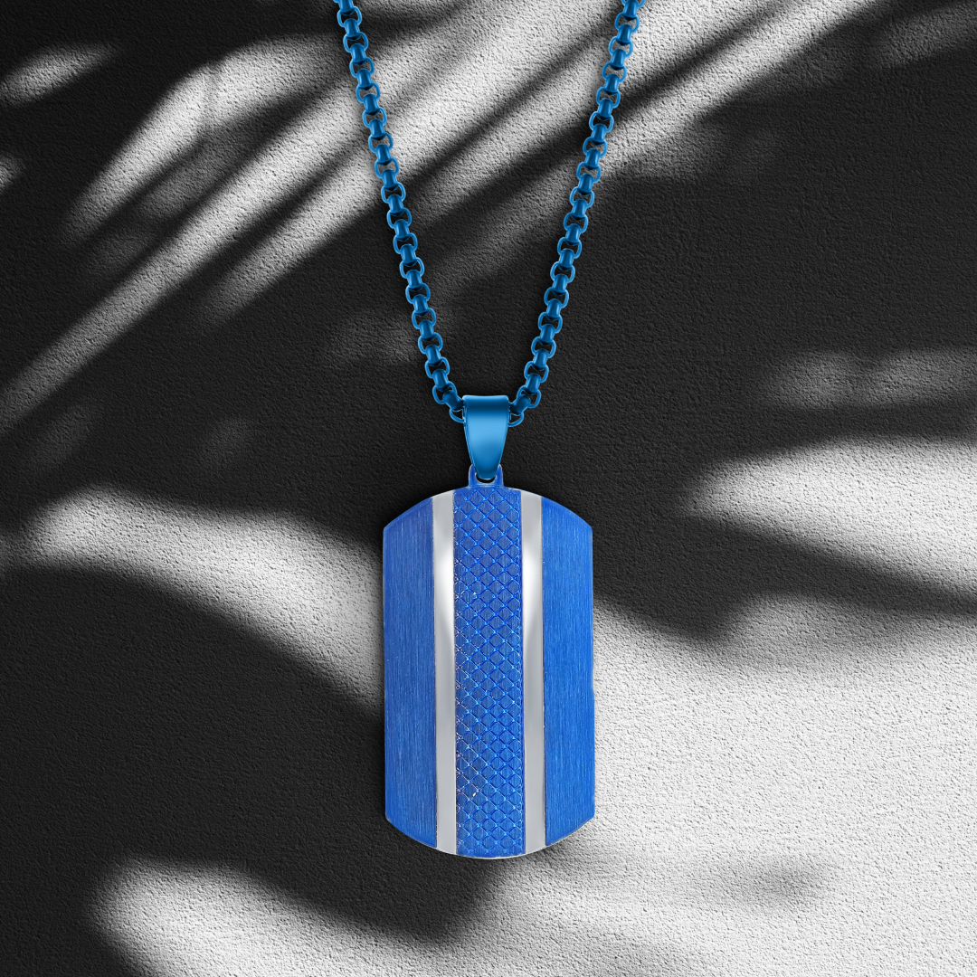 Blue Edge Dog Tag Pendant