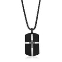 Cross Dog Tag Necklace with Brilliant Stones