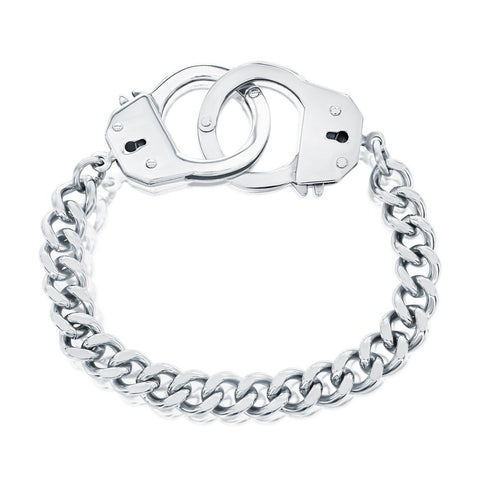Stainless Steel Link Bracelet with Handcuff Lock