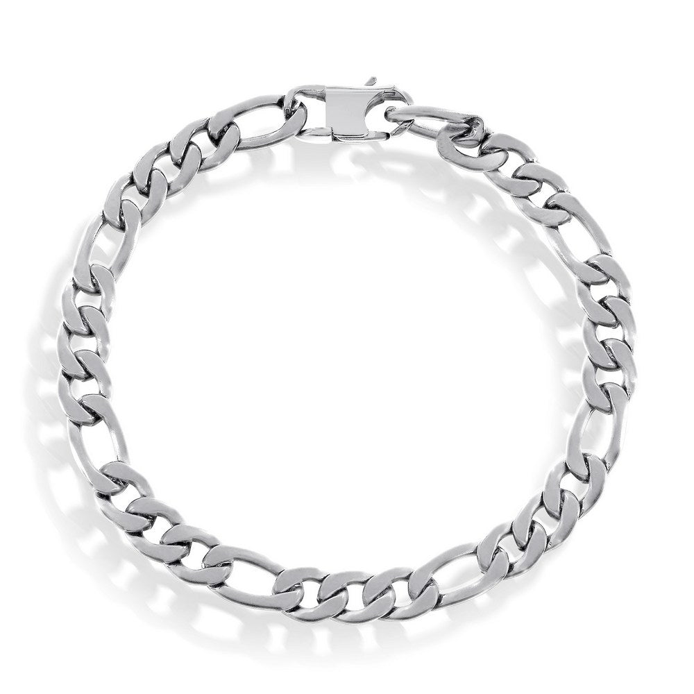 Stainless Steel 7mm Figaro Chain Bracelet