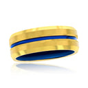 Gold & Blue Lined Tungsten Ring