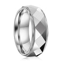 Diamond Faceted Tungsten Ring