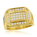 Modern Geometric Ring with Brilliant Stones