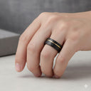 Sleek Faceted Tungsten Band