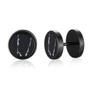 Round Genuine Stone Stud Earrings